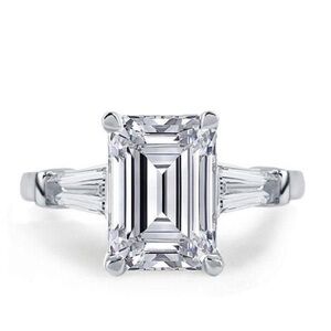 New Emerald Cut Engagement Ring 3 Stone Ring Affordable